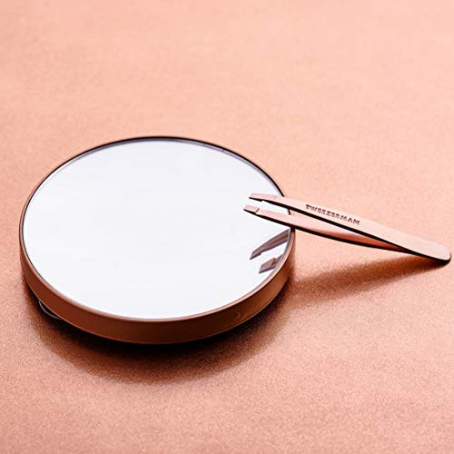 Tweezerman Rose Gold Slant Tweezer and 10X Mirror Model No. 4256-R
