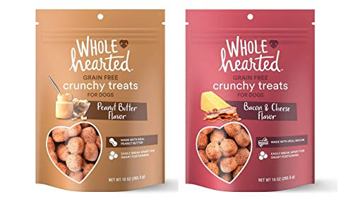 WholeHearted All-Natural Grain Free Crunchy Dog Treats -Peanut Butter  and  Bacon-Cheese 2-10oz-