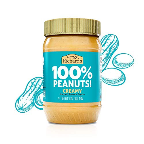 Crazy Richards Creamy Peanut Butter 100 percent Natural Non-GMO Gluten-Free 16 Ounce Jars -Pack of 6-