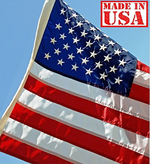 US Flag Factory - 2'x3' US American Flag (Embroidered Stars & Sewn Stripes) Outdoor SolarMax Nylon Flag - Made in America - Premium Quality (2'x3')