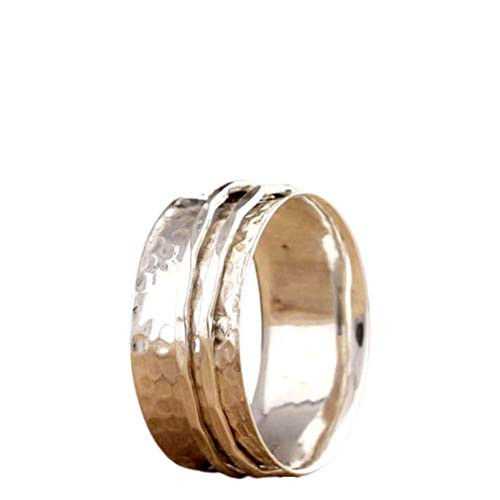 Solid 925 Sterling Silver Spinner Ring Meditation Ring Unisex Ring Spinner Ring Spinner Jewelry Boho Ring Mix Metals Ring Anxiety Spinner Ring Hammered Spinner Ring Promise Ring