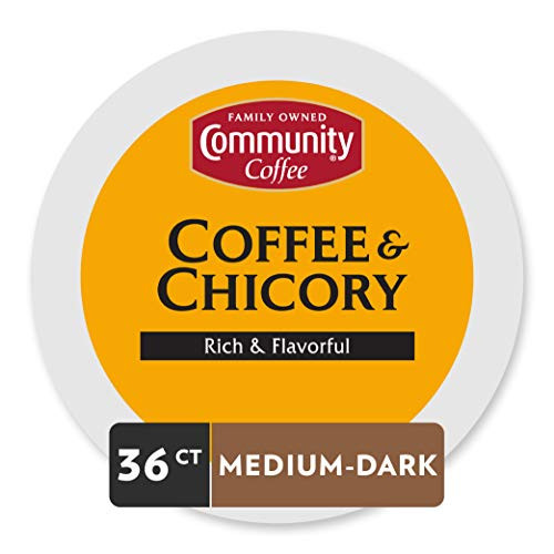 Community Coffee Coffee & Chicory 36ct Single Serve Coffee Pods, Compatible with Keurig K-cup brewers, Medium Dark Roast Community Coffee Coffee & Chicory 36ct Single Serve Coffee Pods, Compatible with Keurig K-cup brewers, Medium Dark Roast
