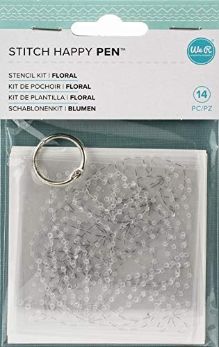 We R Memory Keepers 0633356605126 Accessories Stitch Happy-Stencils-Floral -14 pcs- Multi