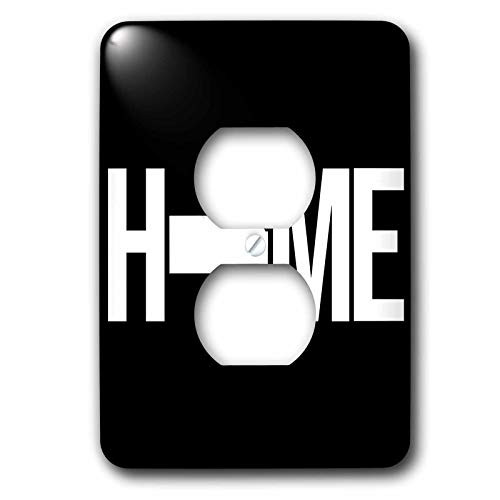 3dRose Stamp City - typography - Home with Kansas state as the O. Black background. - 2 plug outlet cover -lsp-324012-6-