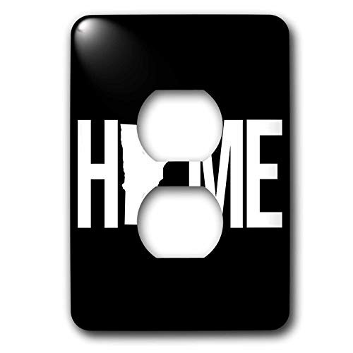 3dRose Stamp City - typography - Home with Minnesota state as the O. Black background. - 2 plug outlet cover -lsp-324082-6-