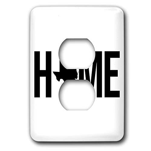 3dRose Stamp City - typography - Home with Texas state as the O. White background. - 2 plug outlet cover -lsp-324283-6-