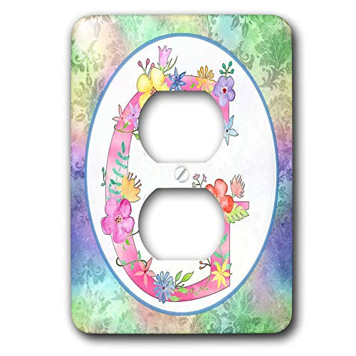 3dRose Pretty Whimsical Pink Flower Monogram Initial G - Light Switch Covers -lsp-340790-6-