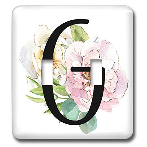 3dRose Pretty Pink and White Peony Floral Monogram Initial G - Light Switch Covers -lsp-340830-2-