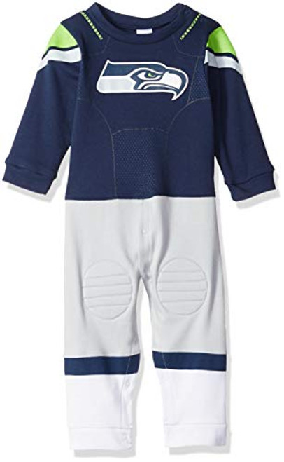 NFL Seattle Seahawks Unisex-Baby Footysuit Coverall Blue 18 Months
