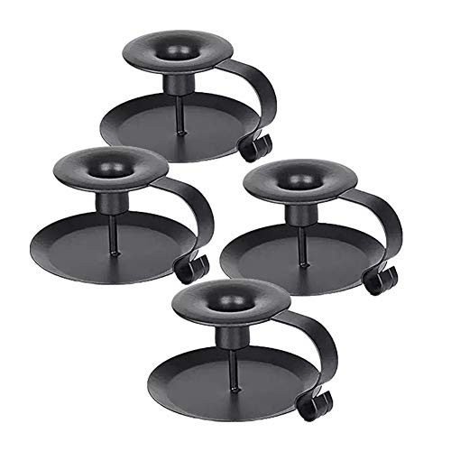 PRINTEMPS Wrought Iron Taper Candle Holder,Matte Black (1 Candlestick) (4pcs Candle Holder)