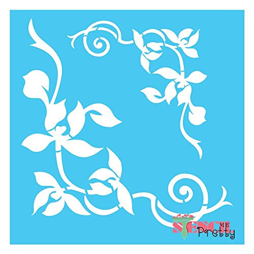 Border Flourishes Classic Stencil Best Vinyl Large Stencils for Painting on Wood Canvas Wall etc.-Mega -18" x 18"- Brilliant Blue Color Material