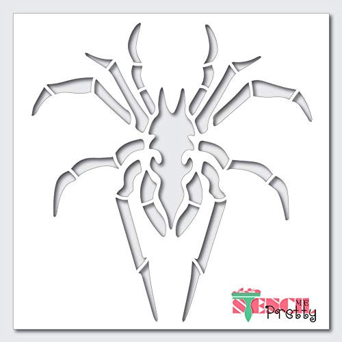 Stencil - Spider Stencil - DIY Craft Best Vinyl Large Stencils for Painting on Wood Canvas Wall etc.-M -17" x 18"- Ultra Thick Exhibit Grade White Color Material
