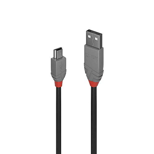 LINDY 36722 1m USB 2.0 Type A to Mini-B Cable Anthra Line Black