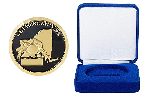 United States Military Academy USMA Army West Point Challenge Coin and Blue Velvet Display Box