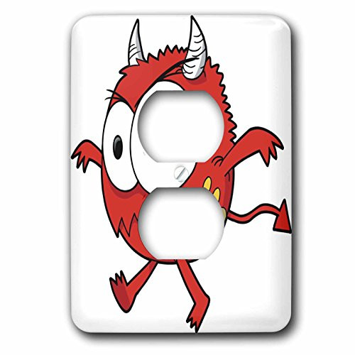 3dRose lsp_102252_6 Silly Little Devil Monster Cartoon Character 2 Plug Outlet Cover Multicolor
