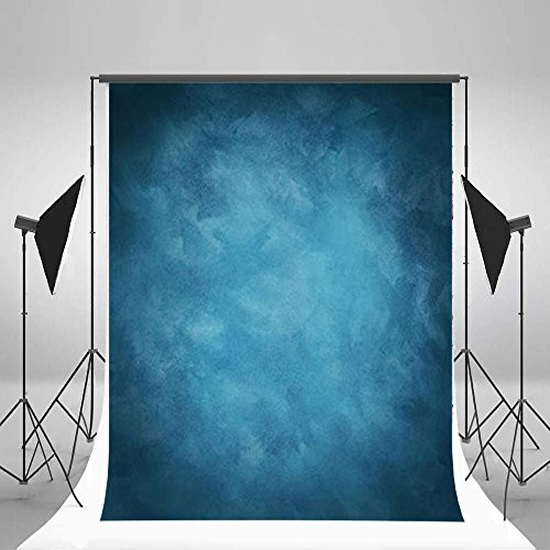 Laeacco Design 5x7ft Vinyl Photography Backdrops Solid Color Blurry Blue Personal Portraits Photo Background,1.5x2.2m Studio Props