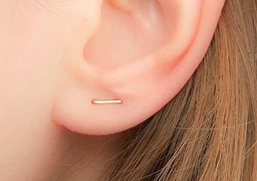 Double Piercing lobe Earring Two Hole Staple Studs Bar Multiple Ear Jewellery
