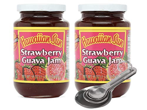 -Pack of 2- -Free Measuring Spoon- Hawaiian Sun -Strawberry Guava Jam 18 OZ-