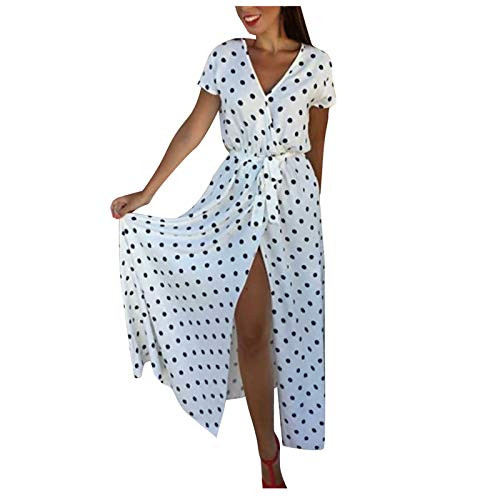NJGRAE Sexy Dresses for Women 2021 Plus Size Summer Dresses Wedding Dress Women's Fashion Casual Short Sleeve V-Neck Low Cut Printed Polka Dot Dress White XXXL NJGRAE Sexy Dresses for Women 2021 Plus Size Summer Dresses Wedding Dress Women's Fashion Casual Short Sleeve V-Neck Low Cut Printed Polka Dot Dress White XXXL
