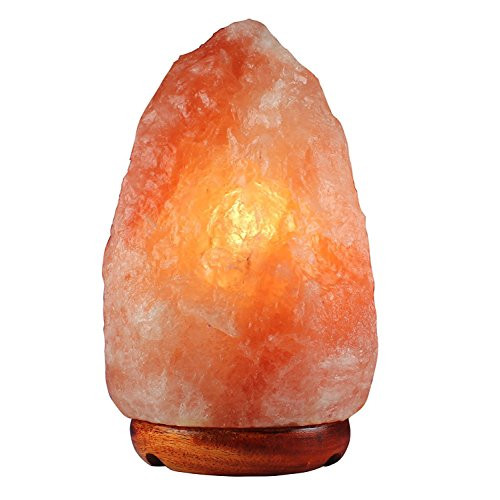 Salt Gems Himalayan Salt Lamp Natural Hand Carved Crystal Rock Salt Lamp with Elegant Wood Base 25W Bulb and Electric-Cord Included 6~7 Inch 3~6 lbs
