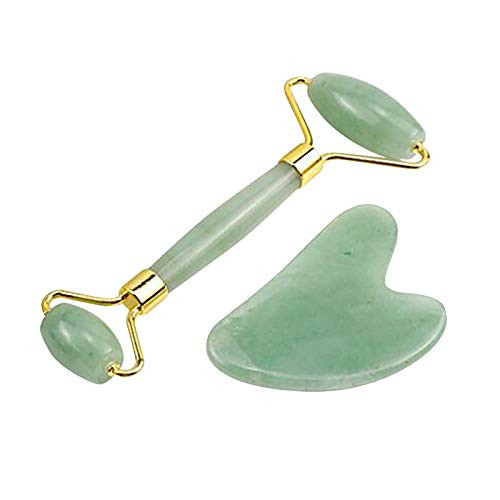 Jade Roller and Gua Sha Face Roller Facial Beauty Roller Skin Care Tools Gua Sha Facial Massage Tool Rose Quartz Massager for Face Eyes Neck Body Muscle Relaxing Relieve -Gua Sha Tool-Green B- Jade Roller and Gua Sha Face Roller Facial Beauty Roller Skin Care Tools Gua Sha Facial Massage Tool Rose Quartz Massager for Face Eyes Neck Body Muscle Relaxing Relieve -Gua Sha Tool-Green B-