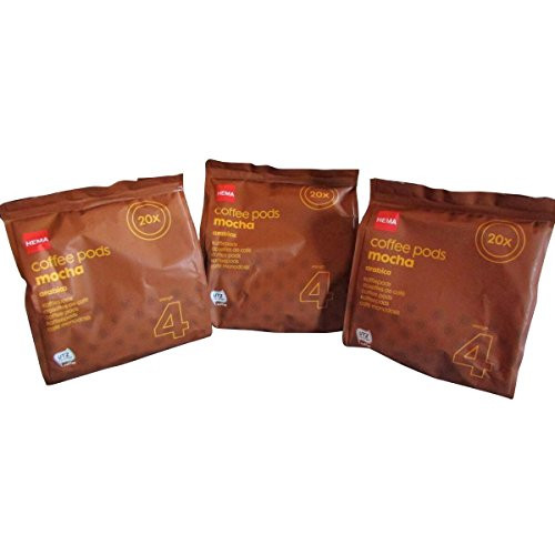 60 Hema Mocha Coffee Pads/ Pods - 3 Pack Bundle for Senseo Style Machines - Dutch Favorite Coffees