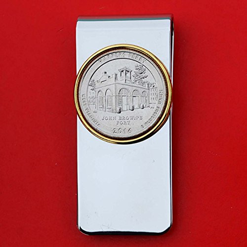 US 2016 West Virginia Harpers Ferry National Historical Park Quarter BU Uncirculated Coin Solid Brass Gold Silver Two Tone Money Clip New - America the Beautiful US 2016 West Virginia Harpers Ferry National Historical Park Quarter BU Uncirculated Coin Solid Brass Gold Silver Two Tone Money Clip New - America the Beautiful