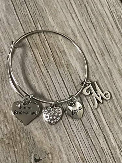 Personalized Junior Bridesmaid Charm Bangle Bracelet Customized Jr Bridesmaid Jewelry Makes the Perfect Wedding Party Gift For Bridesmaids