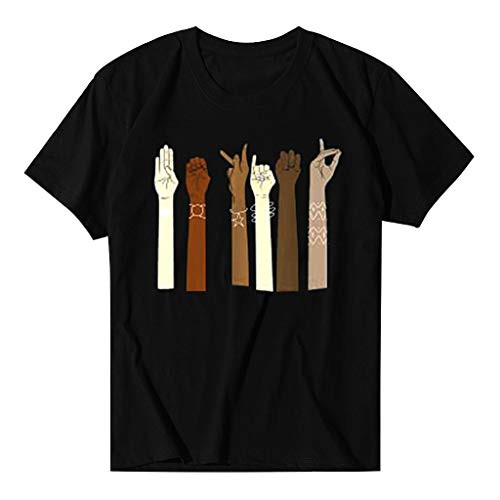 Simayixx T-Shirt for Women Graphic Tees Funny Print Shirts Short Sleeve O Neck Casual Summer Blouse Tunics Tops Black