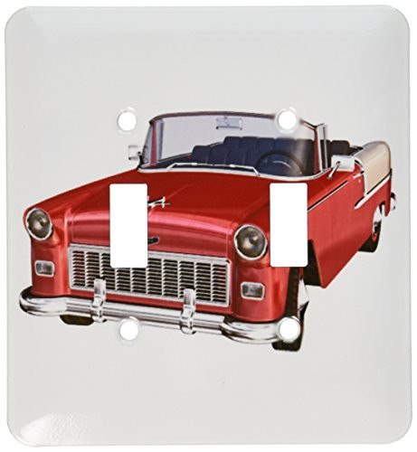 3dRose LSP_179982_2"A Classic Red Convertible Car with The Top Down Double Toggle Switch