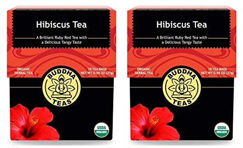 Buddha Teas Natural Hibiscus Tea -Pack of 2- With Bioflavonoid Phytochemicals and Anthocyanins 18 Count Each