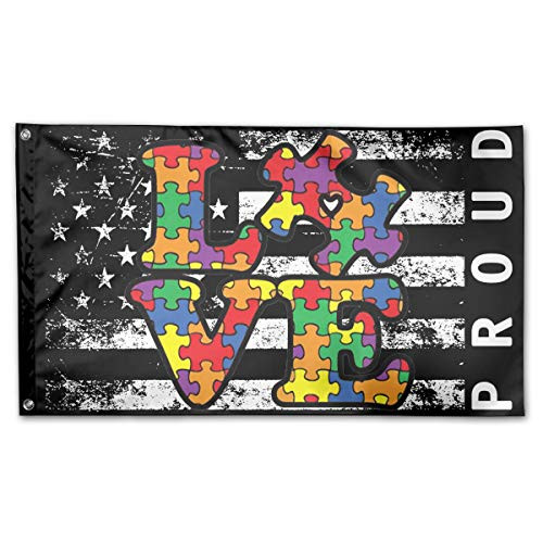 P-flager Proud American Flag with Autism Awareness Flag 3x5 Ft