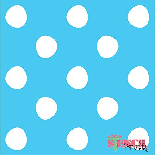 Stencil - Egg Polka Dots Allover Template Best Vinyl Large Stencils for Painting on Wood Canvas Wall etc.-L -19.8" x 20"- Brilliant Blue Color Material