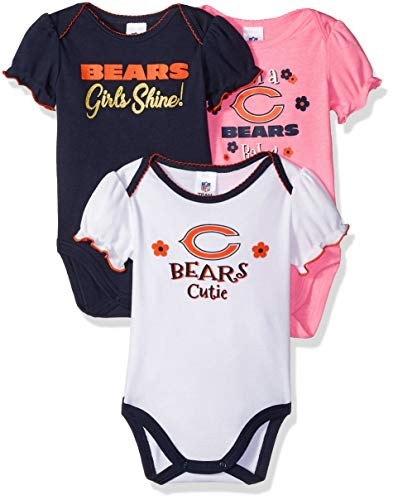 NFL Chicago Bears 3 Pack Ruffle Sleeve Team Bodysuit blue-white-pink Chicago Bears 18 Months
