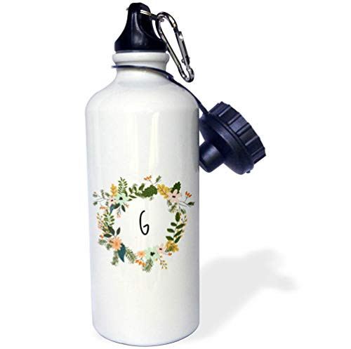 3dRose Gabriella B - Quote - Image of G Floral Monogram - 21 oz Sports Water Bottle -wb-304064-1-