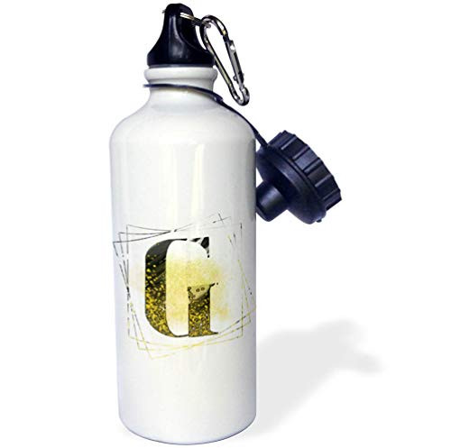 3dRose Anne Marie Baugh - Monograms - Modern Image of Watercolor Yellow and Black Monogram Initial G - 21 oz Sports Water Bottle -wb-316316-1- 3dRose Anne Marie Baugh - Monograms - Modern Image of Watercolor Yellow and Black Monogram Initial G - 21 oz Sports Water Bottle -wb-316316-1-