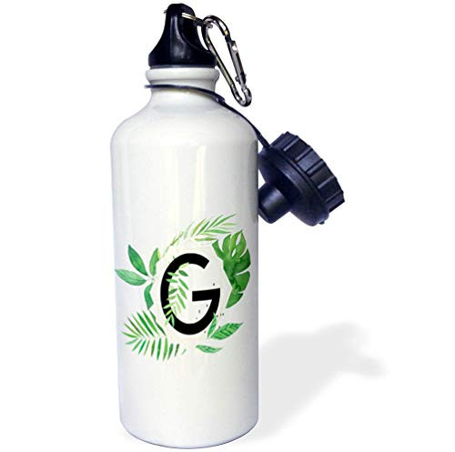 3dRose Anne Marie Baugh - Monograms - Chic Image of Watercolor Tropical Leaves Monogram G - 21 oz Sports Water Bottle -wb-318122-1- 3dRose Anne Marie Baugh - Monograms - Chic Image of Watercolor Tropical Leaves Monogram G - 21 oz Sports Water Bottle -wb-318122-1-