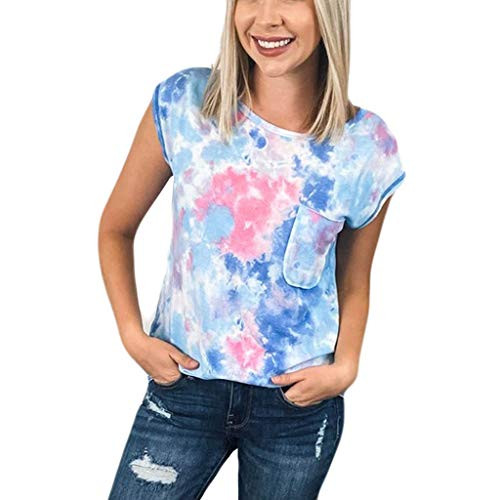 Meikosks Summer Tops Women's Tie-Dye-Camo Printed Tshirt Casual O-Neck Short Sleeve Blouses Meikosks Summer Tops Women's Tie-Dye-Camo Printed Tshirt Casual O-Neck Short Sleeve Blouses