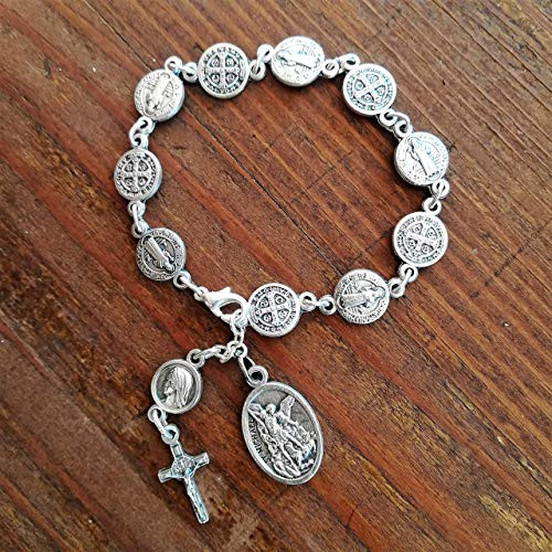 Rosary Bracelet-St Michael Chaplet-Saint Benedict San Benito Medals Catholic Gift Rosary Bracelet-St Michael Chaplet-Saint Benedict San Benito Medals Catholic Gift