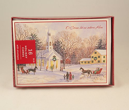 Hallmark Holiday Christmas Cards - O Come let us adore him - 16 Cards in Box with Envelopes - BXC1894