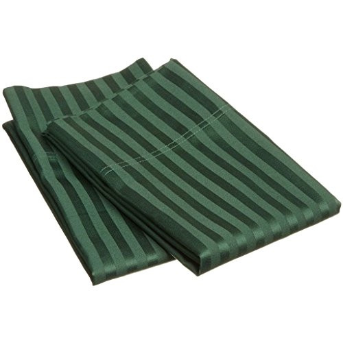 Superior Combed Cotton 300 Thread Count Pillowcase Pair Stripe, Hunter Green, King