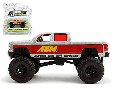 DieCast Jada Just Trucks '14 Chevy Silverado Pickup -Silver-Red- Wave 25 -1-64 Scale-