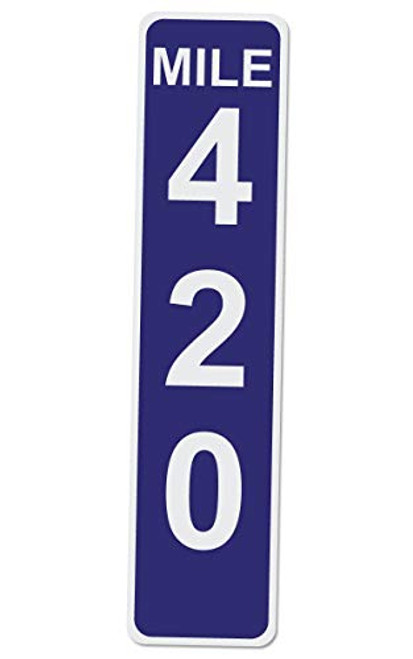 Applicable Pun Purple Mile Marker 420-17 Inches Tall by 4 Inches Wide White Aluminum Sign