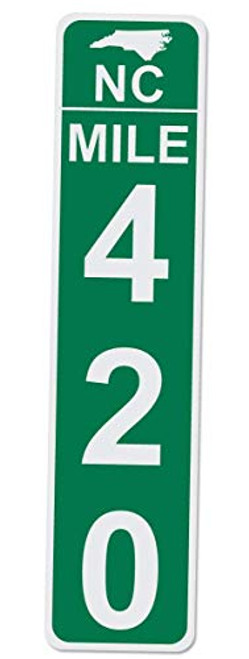 Applicable Pun North Carolina Mile Marker 420-17 Inches Tall by 4 Inches Wide Aluminum Sign -Green-