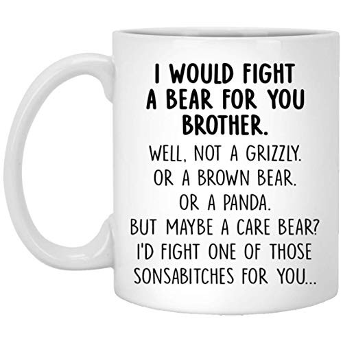 I Would Fight A Bear For You Brother Mug Graduation Gifts For Brother From Sister Sibling Mom Dad Friend Funny Gifts For Brother 15oz