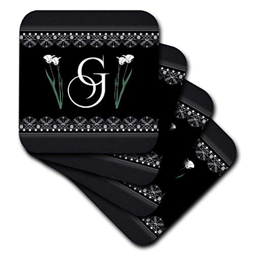 3D Rose Monogram - G Soft Coasters Multicolor