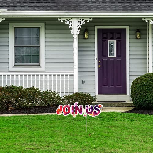 G-Nix Join Us Universe Yard Sign with Stakes Made of Waterproof Windproof Corrugated Board Cheerful Bright Yard Signs for Birthday Party Anniversary Graduation Baby Shower Outdoor Décor
