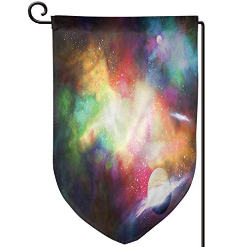 ScottDecor Nebula Inspirational Garden Flag Funny Garden Yard Decorations Surreal Space Star Clusters 12.5" W x 18" L