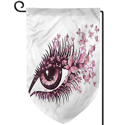ScottDecor Butterflies Inspirational Garden Flag Funny Garden Yard Decorations Fairy Woman Eyelashes 12.5" W x 18" L