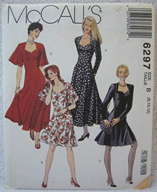 McCall's Pattern 6297 Misses' Close-Fitting Dress with Sweetheart Neckline Variations in Two Lengths Size B -8-10-12-